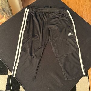 adidas Black Capris with White Side Stripes